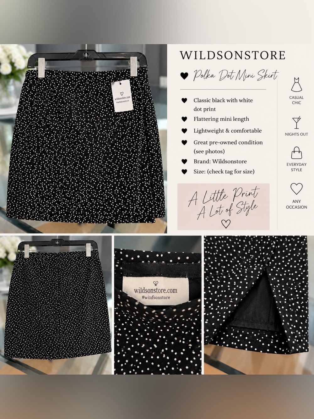 Black & White Polka Dot Mini Skirt